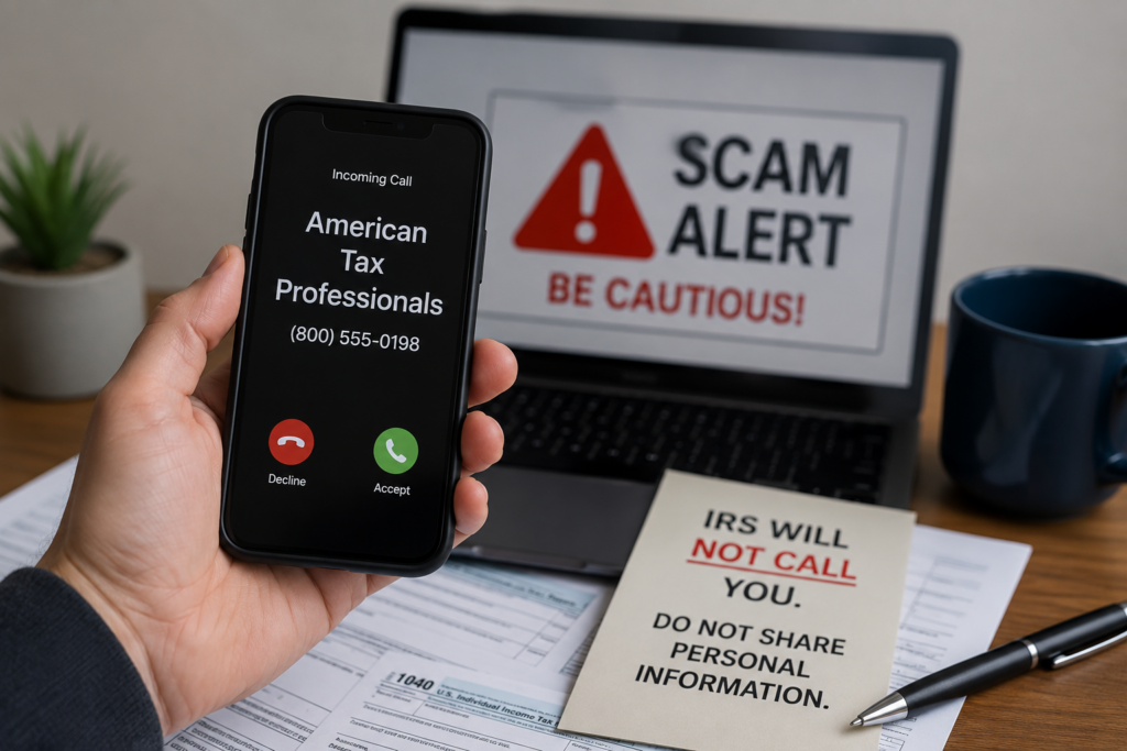 American Tax Advisors Phone Call Scam Warning American Tax Advisors phone call scam warning about unsolicited tax-relief and IRS debt calls