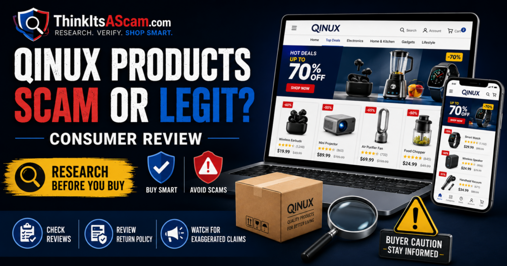Qinux Products scam or legit consumer review covering product claims, seller information, reviews, complaints and return policies
