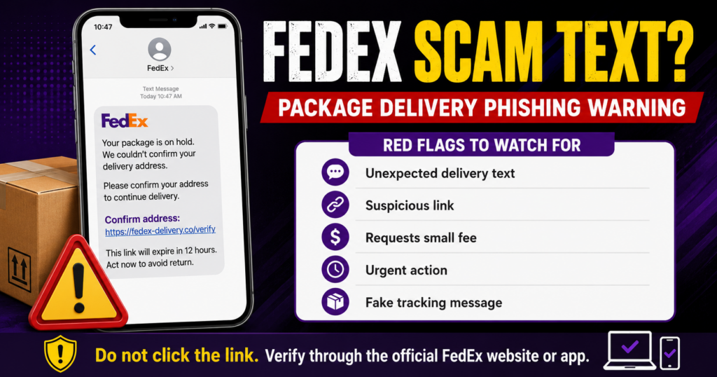 FedEx Scam Text Warning: Is the Package Message Real? FedEx scam text warning about package release payments, waybill numbers, delivery links, and fake tracking messages