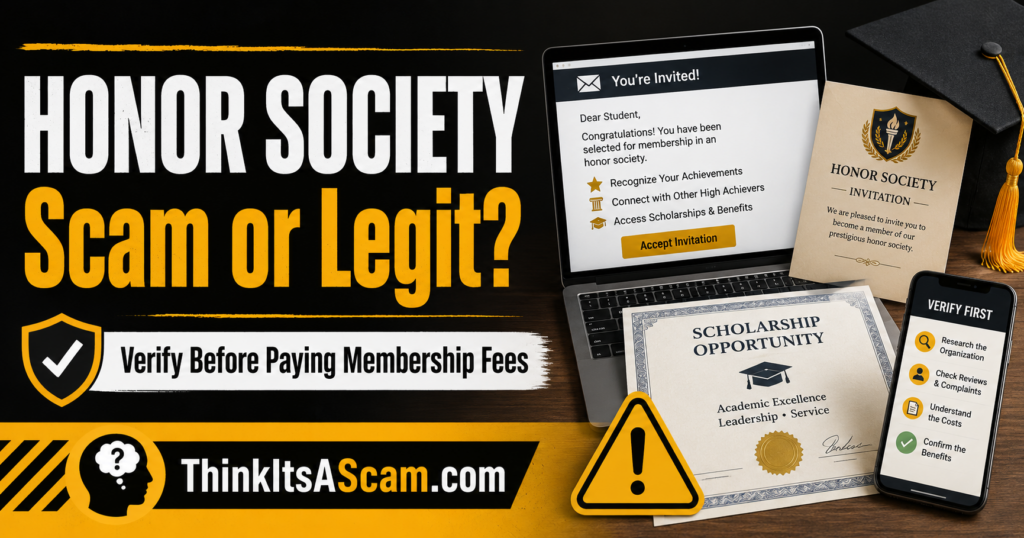 Some honor society invitations are legitimate, some may be low-value, and some may be fake, so students and parents should verify before paying. Honor Society scam warning for students and parents reviewing membership invitations