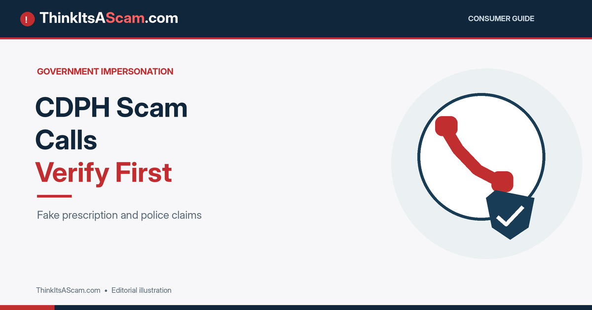 Editorial illustration of reported CDPH impersonation scam calls