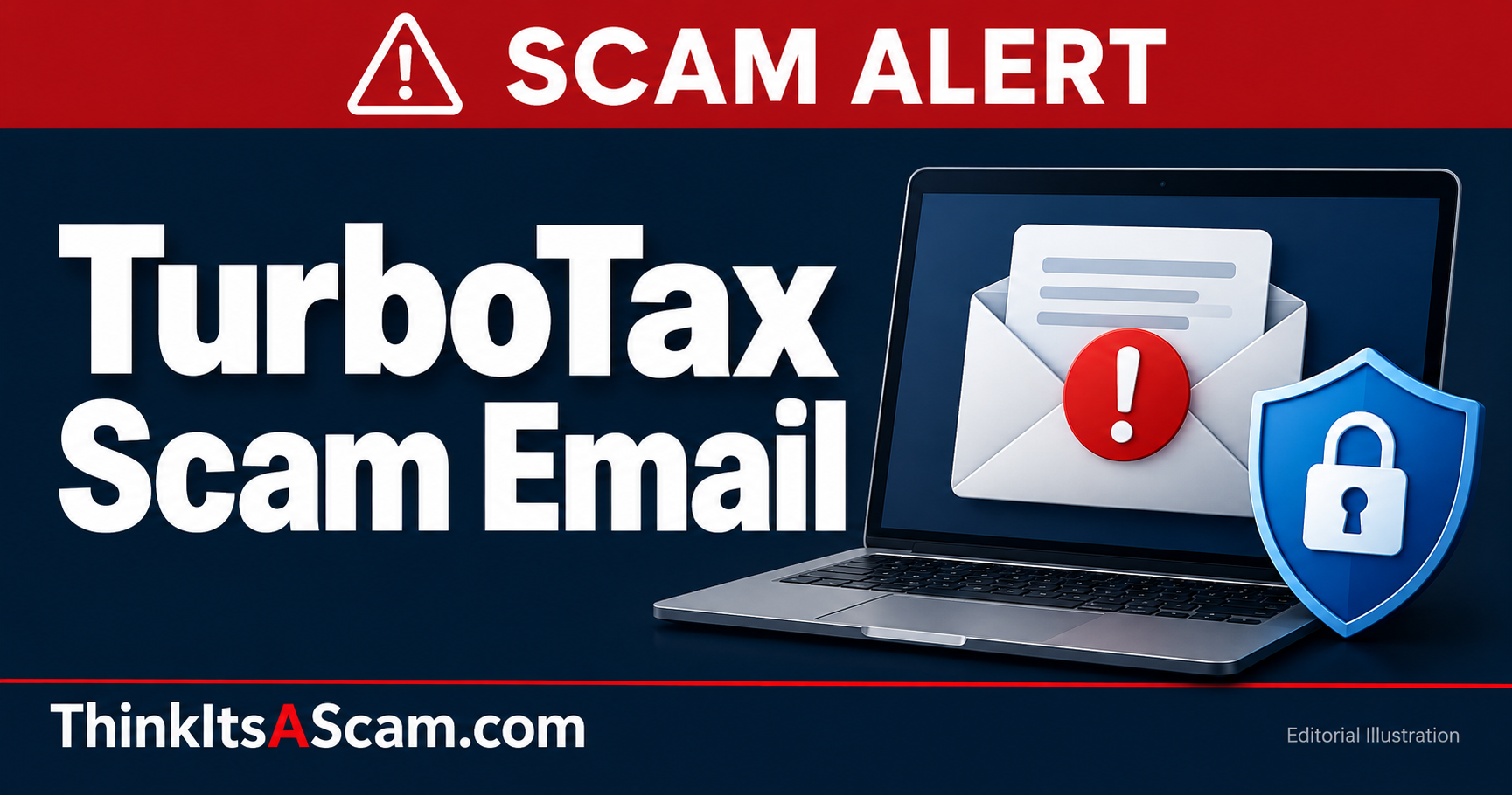Illustration warning readers to verify an unexpected TurboTax email independently